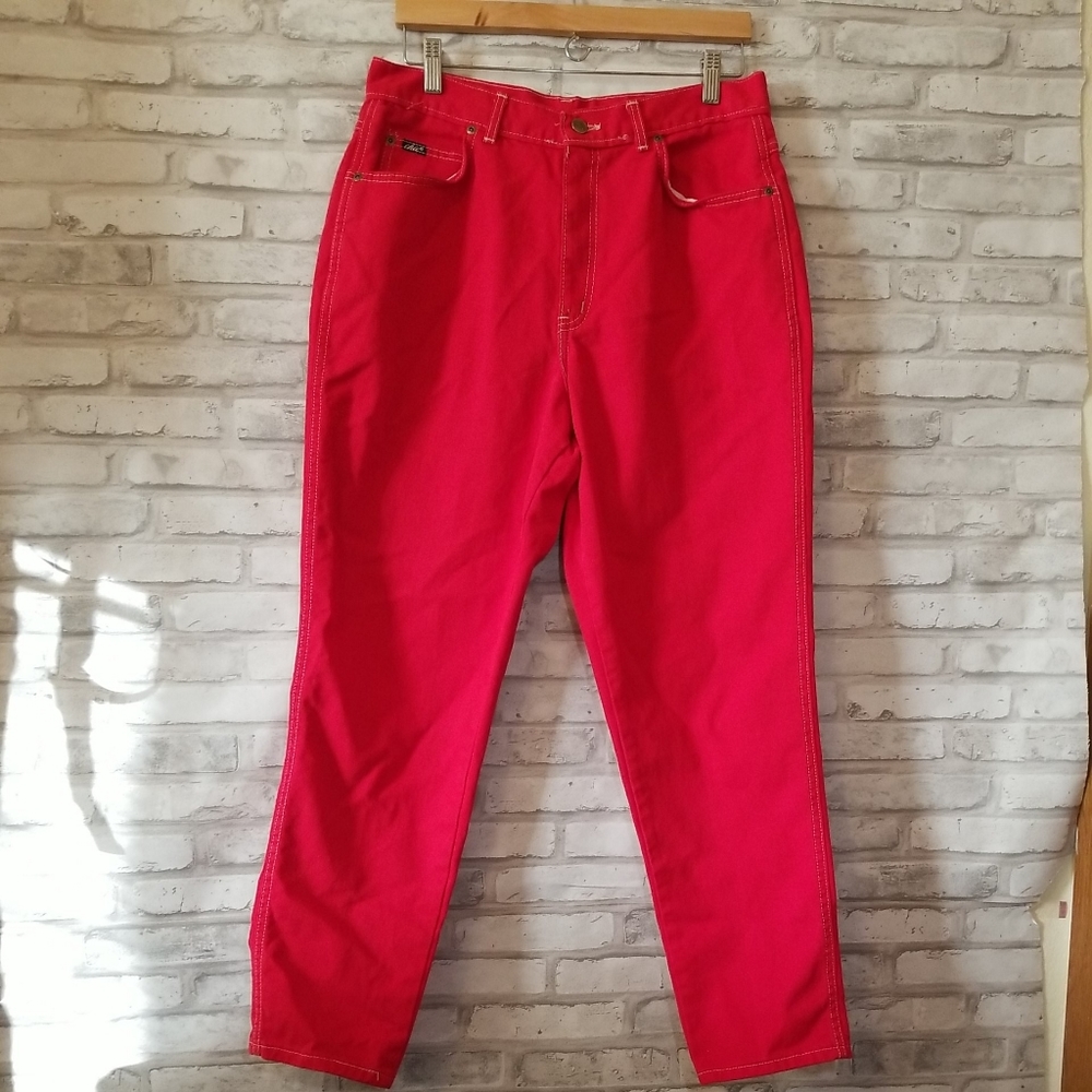 Vtg Chic High Waist Mom Jeans Red 16P Retro
